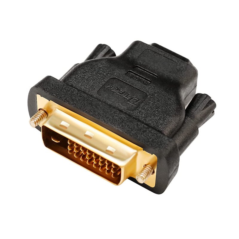 DTECH DVI to HDMI Adapter DVI Male to HDMI Female Bi-Directional DVI-D Port Converter 4K 1080P Gold Plated Connector - Image 1